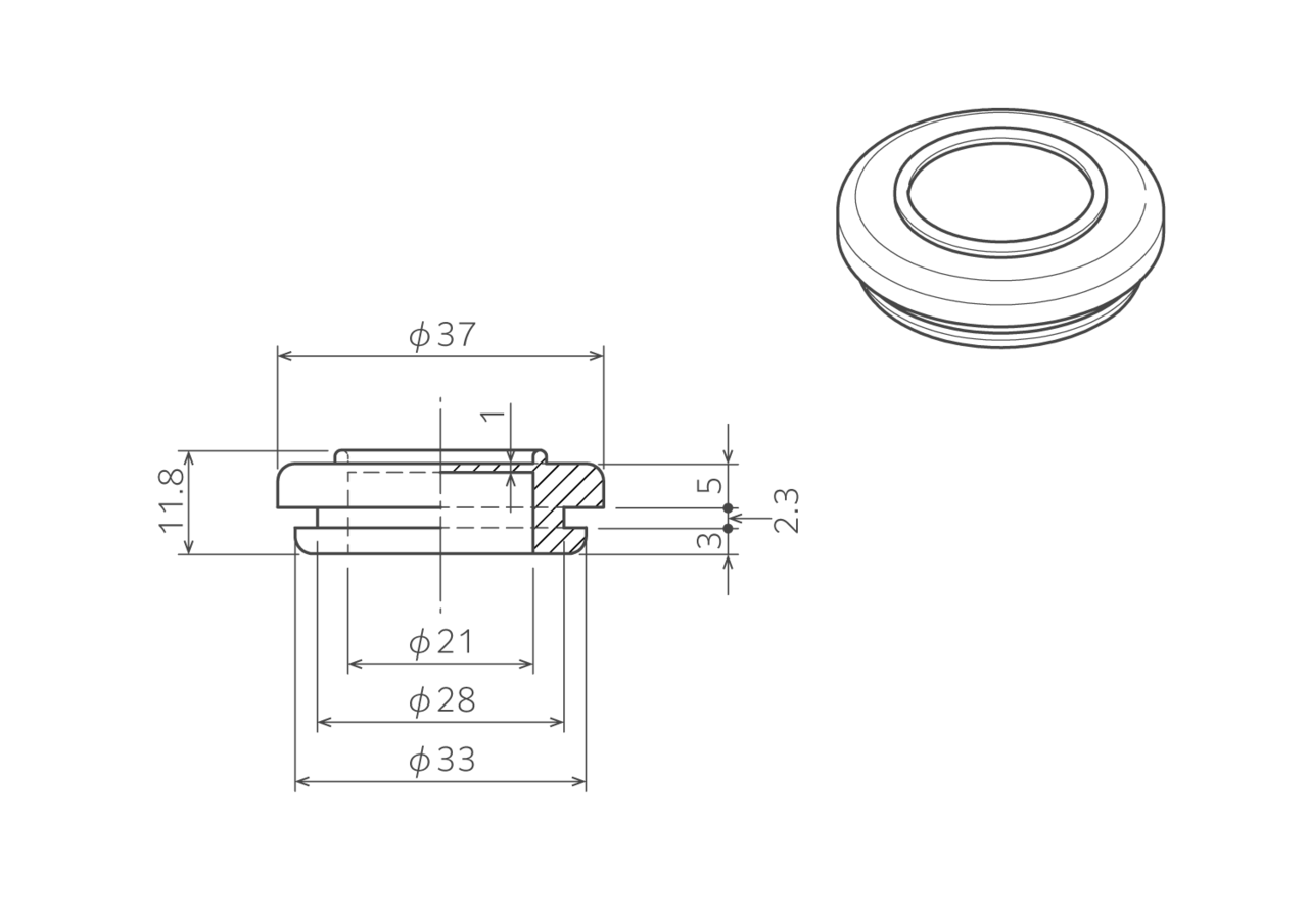 膜付グロメット図面